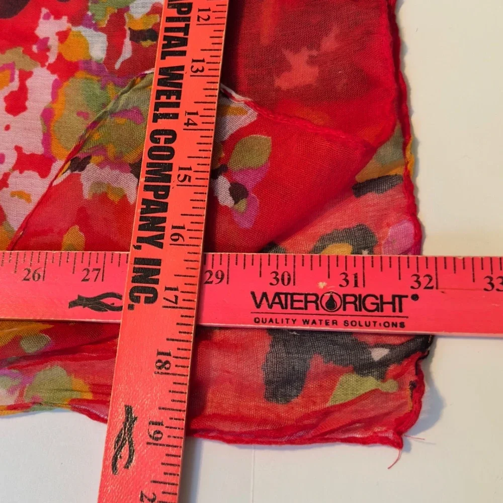 Unbranded Red Floral Viscose Lightweight Rectangular Scarf Boho Accessory